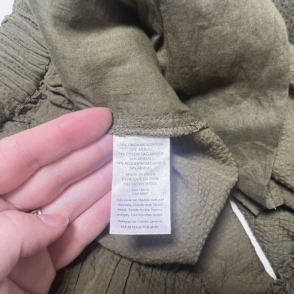 FAHERTY Marina Seersucker Short Olive Green Organic Cotton Relaxed Boho‎ - Picture 5 of 6